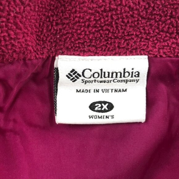 Columbia Womens Vest Jacket Size 2X Fleece Full Zip Stand Collar Winter Cozy Red - Picture 3 of 16
